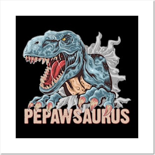 Pepawsaurus T rex Papa Saurus Dinosaur Dino Fathers Day Posters and Art